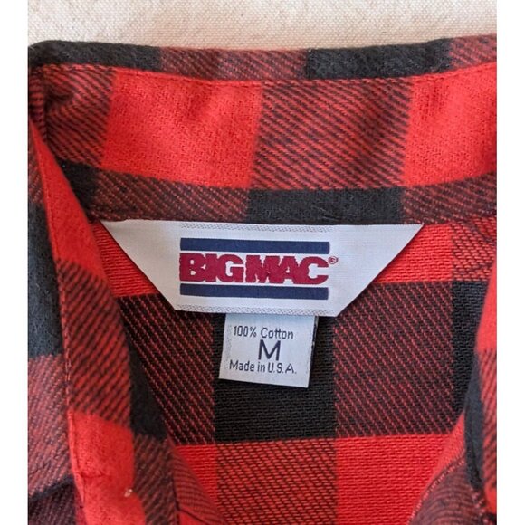 Big Mac Flannel Vintage 70s 80s 100% Cotton Red Check JCPenney M USA - Picture 6 of 8